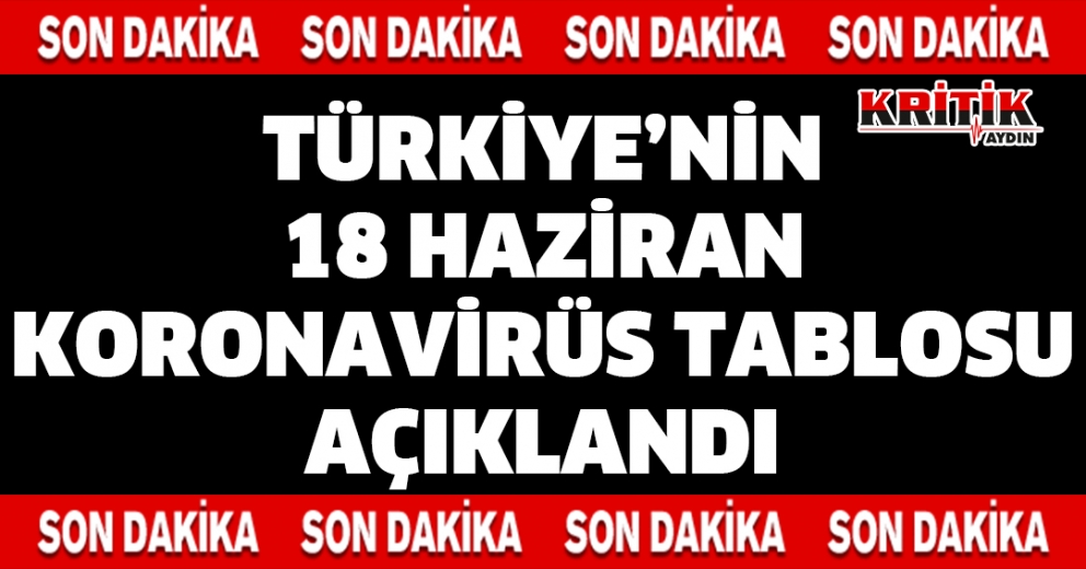 18 Haziran Koronavirüs Tablosu Açıklandı