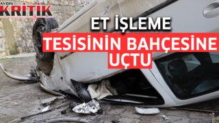 Et işleme tesisinin bahçesine uçtu