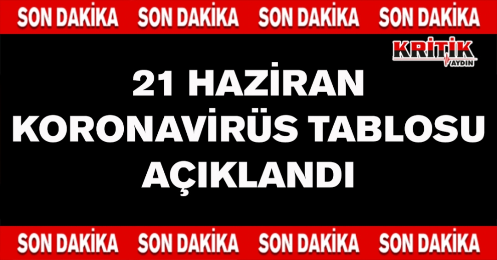 21 Haziran Koronavirüs Tablosu Açıklandı