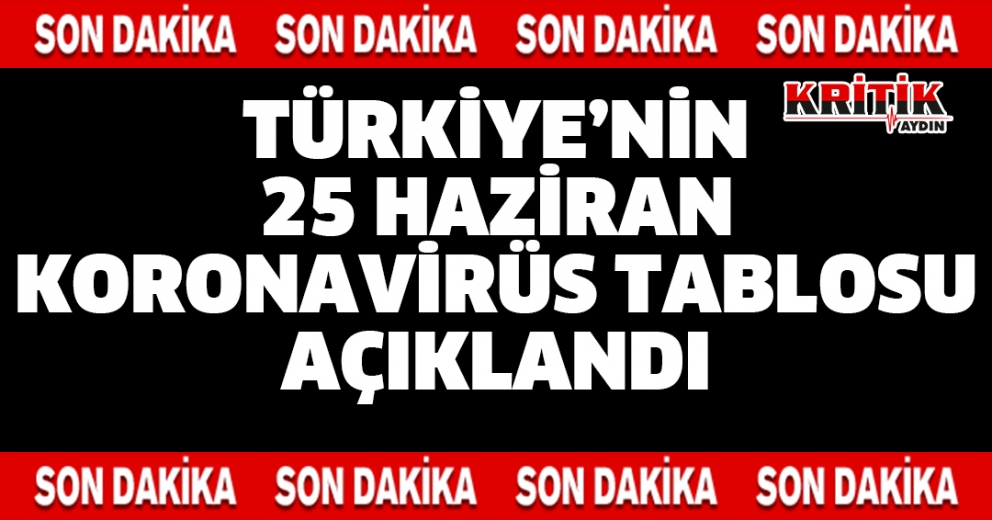 25 Haziran Koronavirüs Tablosu Açıklandı
